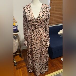 Ted Baker Pink and Black Leopard Print Long Sleeve Dress